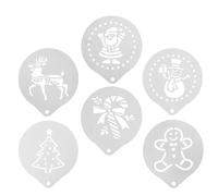 FOMIYES Pochoirs à Café en Acier Inoxydable 6 Pièces pour Art du Café Créatif, Modèles Argentés, pour Boutique de Thé Lait Cuisine Maison