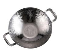 FOMIYES Poêle à Frire en Acier Inoxydable 9 Pouces à Double Poignée, Casserole Coréenne pour Cuisson Maison et Barbecue, Wok Inox pour Cuisinière, Fond Épais, Ustensile Cuisine Polyvalent