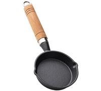 FOMIYES Poêle à Frire en Fonte 10 Cm Antiadhésive Manche en Bois, Mini Poêle Pratique pour Œufs, Crêpes et Cuisson Polyvalente Cuisine Domestique et Professionnelle