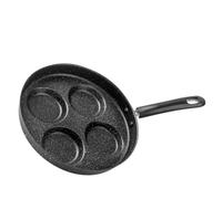 FOMIYES Poêle à Œufs Manche Long en Fer Antiadhésive, à 4 Compartiments | Cuisine et Gaufres, Fond Résistant à L’usure, Noir, Nettoyage Facile, Usage Polyvalent