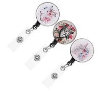 FOMIYES Porte-Badges Rétractables Multifonctions ABS Lot de 3 Bobine à Clip Pivotant Motifs Cœur et Cerveau, Porte-Carte d'Identité pour Infirmières et Professionnels Médicaux