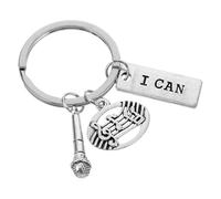 FOMIYES Porte-Clés Microphone en Métal Robuste Pendentif Note de Musique Argenté Accessoire Décoratif pour Paquet à Main Présent pour Chanteurs et Amateurs de Musique 1 Pièce