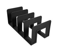 FOMIYES Porte-Documents Vertical en Plastique Noir 180G Serrage-Livres de Bureau 4 Compartiments Spacieux Organiseur de Fichiers Stable et Décoratif pour Bureau Maison et Bibliothèque