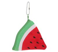 FOMIYES Porte-Monnaie Peluche Pastèque Petit Paquet à Main pour Femme, Portefeuille à Fermeture Éclair, Porte-clés Pratique, Paquet à Monnaie Compact pour Usage Quotidien, Rouge, Forme Triangulaire