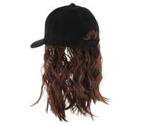 FOMIYES Postiche Casquette de Baseball Femme Cheveux Courts Bouclés Synthétique Style Bobo Intégré Chapeau pour Camping Fête Décontractée 1 Pièce Couleur Châtain Clair