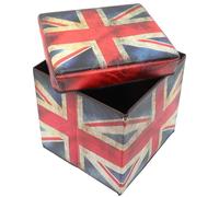 FOMIYES Pouf de Rangement Pliable Couvercle, Tabouret Petit Format en Tissu Vintage Motif Drapeau Britannique, Coffre de Rangement pour Chambre et Salon, Multifonction, Capacité Élevée,