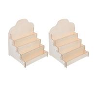 FOMIYES Présentoir à Cartes de Vœux en Bois 2 Niveaux, Porte-Cartes Postales et Affiches, Organisateur de Bureau Polyvalent pour Comptoir de Vente au Détail et Rangement Cosmétique, 2