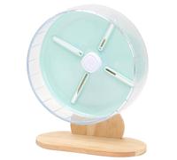 FOMIYES Roue D’Exercice Silencieuse pour Hamster et Chinchilla, 20 Cm Bleu Support en Bois, Roue Stable et Décorative Adaptée aux Petits Animaux de Compagnie, Accessoire Cage pour