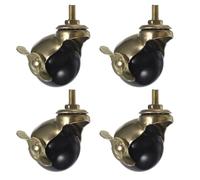 FOMIYES Roulette pour Meubles 2 Pouces Tige Filetée Roue Pivotante en PP Électroplaqué Doré Lot de 4 Roulettes Freinables Accessoires pour Chaise de Bureau et Mobilier de Bureau