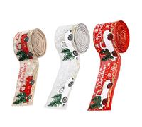 FOMIYES Ruban de Noël Décoratif 3 Rouleaux 5 M X 5 CM Ruban Artisanal DIY en Rouge Beige et Gris pour Emballage Présent Décoration Sapin de Noël et Bricolage Festif