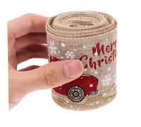 FOMIYES Ruban de Noël Polyester avec Bordure Fil de Imprimé Flexible et Réutilisable pour Décoration Diy et Couronnes de Fête Couleur Lin Naturel