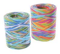 FOMIYES Ruban de Raphia 2 Rouleaux 6 Couleurs pour Emballage Présent et Loisirs Créatifs Ficelle Naturelle Légère Décoration Noël et Bricolage DIY