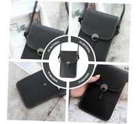 FOMIYES Sac Bandoulière Femme PU Noir Pochette Compacte pour Téléphone avec Écran Tactile Visible Sac de Rangement Pratique pour Cartes et Objets Design et pour Usage