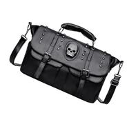 FOMIYES Sac Bandoulière Halloween à Motif Crâne, Pochette D'épaule Noire | PU et Polyester, Sangle Réglable, Poche Frontale Pratique, Porté Main en Traversée, Style Rétro