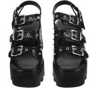 FOMIYES Sandales Romaines à Plateforme pour Femmes Talons Hauts Épais Noirs Taille 36 Sandales Rivetées Mode Punk Semelle Épaisse Confortable pour Fêtes et Sorties