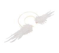 FOMIYES Serrage-tête Ailes D'ange Couronne Lumineuse Blanche en Tissu, Accessoire Fait Main Polyvalent pour Costumes Femmes Lors de Fêtes et Halloween