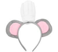 FOMIYES Serrage-Tête Oreilles de Souris Grises Toque de Chef Blanche, Accessoire Polyvalent pour Spectacles et Jeux de Rôle, Bandeau Doux pour Adultes et Garçon et Filles