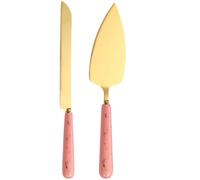 FOMIYES Serveur à Gâteau et Pizza Manche Céramique, Acier Inoxydable Rose | Cutter et Pelle Combinés, Finition Polie, pour Dessert, Pâtisserie, Table D’anniversaire et Service Soigné