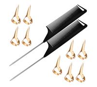 FOMIYES Set de Peignes Queue de Rat Détanglants pour Cheveux Naturels Noirs Peignes Coiffants avec Anneaux de Séparation Outils pour Salons et Coiffure à Domicile