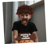 FOMIYES Set Perruque Afro et Moustache Factice Marron Accessoire Déguisement Pirate Unisexe Kit Barbe et Coiffure Réutilisable pour Fêtes et Halloween