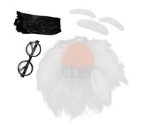 FOMIYES Set Perruque Blanche Scientifique avec Moustache et Sourcils Cosplay pour Halloween et Fêtes à Thème Confort Respirant et Élevé