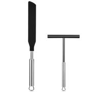FOMIYES Spatule à Crêpes Inox et Racloir à Crème 2 Pièces en Acier Inoxydable, Outil de Cuisson Léger et Ergonomique, Fournitures Cuisine pour Pâtisserie et Préparation Gourmande