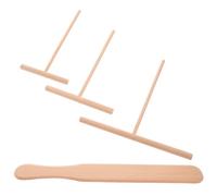 FOMIYES Spatule à Manche en Bois Naturel et Racloir à Pâte Forme T 9-12-18Cm Kit 4 Pièces pour Préparation Crêpes et Cuisson Œufs Ustensiles Polyvalents la Cuisine Maison