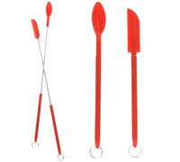 FOMIYES Spatule Télescopique en Silicone Rouge, Mini Kit 2 Pièces Racloir à Crème et Cuillère Doseuse, Ustensile Polyvalent pour Maquillage, Pâtisserie Cuisine Professionnelle