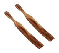 FOMIYES Spatules en Bois Cuisine 2 Pcs, Petit Racloir à Beurre et Tartineur à Confiture, Ustensiles Multifonctions pour Pâtisserie, Fromage et Vinaigrette, Poignée Ergonomique, Usage