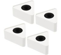 FOMIYES Station de Microphone Triangulaire Abs Blanc Logo Pvc, Lot de 4 Drapeaux pour Microphone D'interview sans Fil, Accessoire Professionnel pour Studio et Conférence, Support Micro