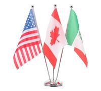 FOMIYES Support de Drapeaux de Table Métal avec Socle Robuste Ensemble 3 Drapeaux Usa Canada et Mexique Mât Intérieur Compact pour Bureau Fournitures pour Salons Professionnels