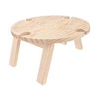 FOMIYES Table Pliante en Bois Ronde Kaki Porte-Verres, Compacte et Légère, Portable pour Extérieur, Pique-niques, Camping et Plage, Meuble de Jardin Multifonction, Table à Vin Pliable