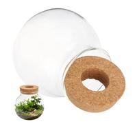 FOMIYES Terrarium Rond en Verre Bouchon en Liège - Vase Hydroponique Petit Format pour Culture sans Terre - Pot Décoratif pour Bureau, Maison et Propagation de Plantes Succulentes