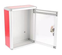 FOMIYES Urne Murale Petite en Aluminium Serrure, Boîte aux Lettres Verrouillable Rouge Transparente pour Collecte de Suggestions en Milieu Professionnel