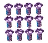 FOMIYES Vis de Vélo en Acier Titane M5*10Mm Boîte de 12 Vis Colorées Violettes pour Plaquettes de Frein à Disque Compatible VTT Vélo Électrique Route et Tout-Terrain Haute Résistance