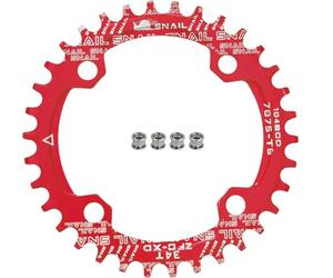 FOMTOR 104 BCD Plateau de pédalier 34T 7-12 vitesses compatible CNC 7075 en aluminium à dents larges et étroites pour VTT/vélo de route E-bike Rouge