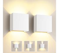 FOMYHEARD Applique Murale Intérieure LED 6W, 2 Pack Lampe Exterieur Murale Blanc Angle de Faisceau Réglable 3000K Blanc Chaud IP65 Étanche Applique Murale Exterieur Moderne pour Chambre Couloir Salon