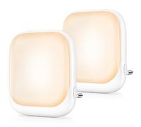 FOMYHEARD Lot de 2 Veilleuses LED, 2 pièces Veilleuse Prise Electrique avec capteur crépusculaire et 3 Niveaux Luminosités bon pour chambre d'enfant, escalier, cuisine, blanc chaud
