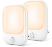 Fomyheard Lot De 2 Veilleuses Led, Veilleuse Prise Electrique Avec 5 Niveaux Luminosités Avec Capteur De Crépuscule Et Humain,Veilleuse Enfant Plug And Play Pour Chambre Bébé,Couloir,Escalier,Salon
