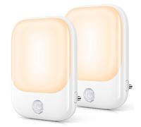 FOMYHEARD Lot de 2 Veilleuses LED, Veilleuse Prise Electrique avec 5 Niveaux Luminosités avec Capteur de Crépuscule et Humain,Veilleuse Enfant Plug and Play pour Chambre Bébé,Couloir,Escalier,Salon