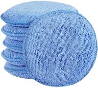 FONAROLL Lot de 6 tampons applicateurs de cire en microfibre, applicateur de cire pour voiture, polissage et polissage de détails pour le nettoyage de voiture et le polissage fin (12,7 cm de diamètre,