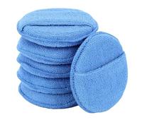 FONAROLL Lot de 6 tampons applicateurs de cire en microfibre avec poche pour les doigts, tampons en mousse de polissage pour le nettoyage de voiture et le polissage fin (12,7 cm de diamètre, lot de 6)
