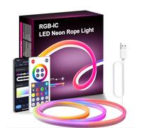 FonaTech kit Neon Led 3 Metres RGBIC Étanche IP65, Idéal pour ruban Mural gaming Bande Led Exterieur, flexible compatible alexa multicolore 12V arc en ciel guirlande TV chambre interieur gamer bar 3m