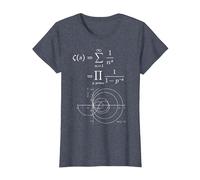 Fonction Zeta de Riemann et Nombres Premiers Prof de Maths T-Shirt, Femme, Bleu Chiné, L