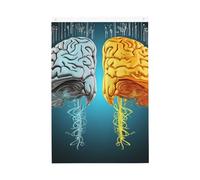 Fonctions cérébrales gauche et droite - Drapeaux pour l'extérieur - 6 x 0,9 m - Impression verticale double face - Drapeau de jardin - Bannière de vacances avec œillets - Drapeau de maison pour