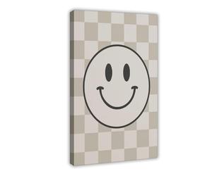 Fond à carreaux amusant avec visages souriants pour décoration de chambre d'enfant - Poster sur toile - Décoration de chambre à coucher - Paysage de bureau - Cadeau - 30,5 x 45,7 cm (L x l)