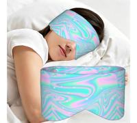 Fond abstrait holographique aux tons pastel néon, Masque de sommeil pour la maison, les voyages et le travail posté, couvrant entièrement les yeux et bloquant la lumière