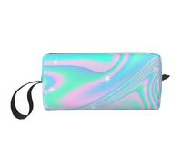 Fond Abstrait Holographique en Néon Pastel, Trousse de Maquillage Trousse à cosmétiques Trousse de Toilette de Voyage Portable Pochette de Maquillage