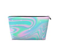 Fond Abstrait Holographique en Néon Pastel, Trousse de Toilette Trousse de Maquillage Sac à cosmétiques Trousse de Toilette de Voyage Portable