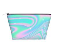Fond Abstrait Holographique en Néon Pastel, Trousse de Toilette Trousse de Maquillage Sac à cosmétiques Trousse de Toilette de Voyage Portable